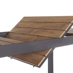 Extendable Table Rebecca Mobili Nogal 73x140x90 Aluminum Polywood Dark Grey Brown Modern Assembly required