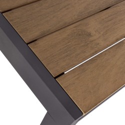 Extendable Table Rebecca Mobili Nogal 73x140x90 Aluminum Polywood Dark Grey Brown Modern Assembly required