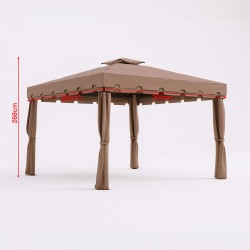 Gazebo Mobili Rebecca Nuxia 3x3 mt Poliestere Alluminio Marrone Chiaro Nero Da Montare