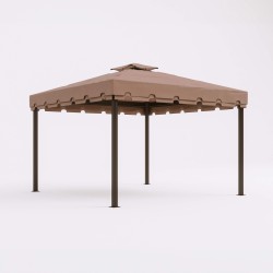 Gazebo Mobili Rebecca Nuxia 3x3 m Polyester Aluminium Marron Clair Noir Montage Requis