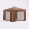 Gazebo Mobili Rebecca Nuxia 3x3 m Polyester Aluminium Marron Clair Noir Montage Requis