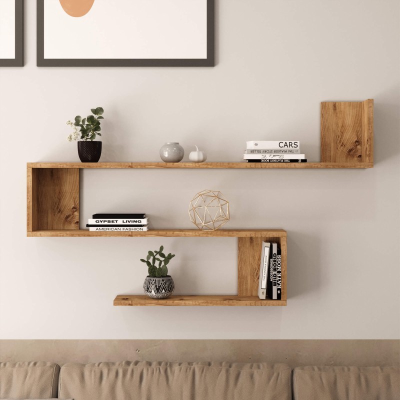 Shelf Rebecca Mobili Abura 71,5x120x14,5 Chipboard Light Oak Modern