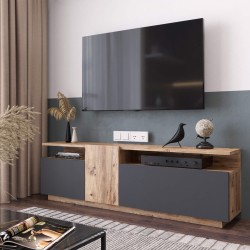 TV stand Rebecca Mobili Elais 46,5x150x29,5 Chipboard Light Oak Dark Grey Modern