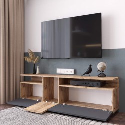 Mobile TV Rebecca Mobili Elais 46,5x150x29,5 Truciolato Rovere Chiaro Grigio Scuro Moderno