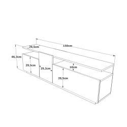 TV-meubel Rebecca Mobili Elais 46,5x150x29,5 Spaanplaat Licht Eiken Donkergrijs Modern