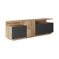 TV-meubel Rebecca Mobili Elais 46,5x150x29,5 Spaanplaat Licht Eiken Donkergrijs Modern