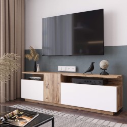 TV-Schrank Rebecca Mobili Nergis 46,5x150x29,5 Spanplatte Hell Eiche Weiß Modern