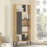 Bookcase Rebecca Mobili Kanak 163,5x72x25 Chipboard PVC Light Oak Dark Grey Modern