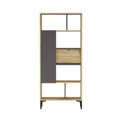 Boekenkast Rebecca Mobili Kanak 163,5x72x25 Spaanplaat PVC Licht Eiken Donkergrijs Modern