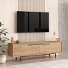 Mueble de TV Rebecca Mobili Puka 45x160x35,5 Tablero de partículas Hierro Roble Claro Gris Oscuro Moderno