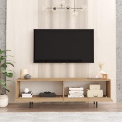 Mueble de TV Rebecca Mobili Puka 45x160x35,5 Tablero de partículas Hierro Roble Claro Gris Oscuro Moderno