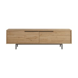 TV-meubel Rebecca Mobili Puka 45x160x35,5 Spaanplaat IJzer Licht Eiken Donkergrijs Modern