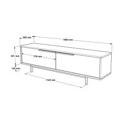 TV-Schrank Rebecca Mobili Puka 45x160x35,5 Spanplatte Eisen Hell Eiche Dunkelgrau Modern