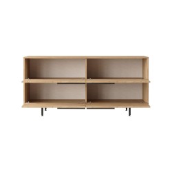 Sideboard Rebecca Mobili Badam 74,5x160x44,5 Spanplatte Eisen Hell Eiche Dunkelgrau Modern