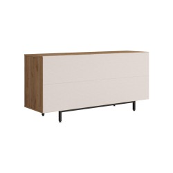 Buffet Baixo Rebecca Mobili Badam 74,5x160x44,5 Aglomerado Ferro Carvalho Claro Cinza Escuro Moderno