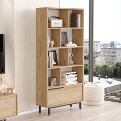 Libreria Rebecca Mobili Tola 175,5x84x29,5 Truciolato Ferro Rovere Chiaro Grigio Scuro Moderno