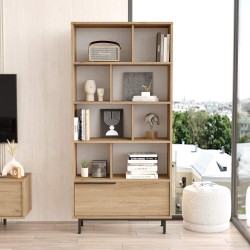 Libreria Rebecca Mobili Tola 175,5x84x29,5 Truciolato Ferro Rovere Chiaro Grigio Scuro Moderno