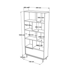 Libreria Rebecca Mobili Tola 175,5x84x29,5 Truciolato Ferro Rovere Chiaro Grigio Scuro Moderno