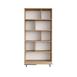 Boekenkast Rebecca Mobili Tola 175,5x84x29,5 Spaanplaat IJzer Licht Eiken Donkergrijs Modern