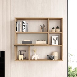 Wall shelf Rebecca Mobili Harad 81x90x22 Chipboard Light Oak Modern