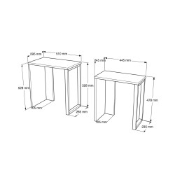 Coffee tables Rebecca Mobili Akad 53x51x29,5 Chipboard Iron Light Oak Dark Grey Modern SET 2 pieces