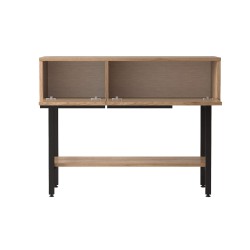 Console de entrada Rebecca Mobili Hinoki 76x100x29,5 Aglomerado Ferro Carvalho Claro Cinza Escuro Moderno