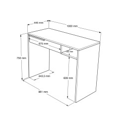 Schreibtisch Rebecca Mobili Boyum 75x100x44,5 Spanplatte Eisen Weiß Modern