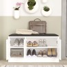 Shoe rack bench Rebecca Mobili Cocos 46x89,5x35,5 Chipboard Faux leather White Dark Grey Modern