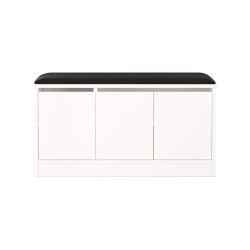 Shoe rack bench Rebecca Mobili Cocos 46x89,5x35,5 Chipboard Faux leather White Dark Grey Modern