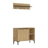 Schoenenrek en kapstok Rebecca Mobili Roka 68,5x90x35 Spaanplaat PVC Licht Eiken Donkergrijs Modern SET 2 stuks