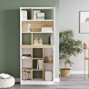 Boekenkast Rebecca Mobili Balal 170x75,5x25 Spaanplaat Wit Licht Eiken Modern