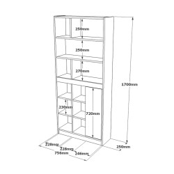 Libreria Rebecca Mobili Balal 170x75,5x25 Truciolato Bianco Rovere Chiaro Moderno