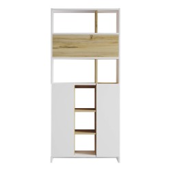 Boekenkast Rebecca Mobili Balal 170x75,5x25 Spaanplaat Wit Licht Eiken Modern