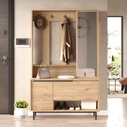 Eingangsgarderobe Rebecca Mobili Giloy 178x112x33,5 Spanplatte Glas Hell Eiche Dunkelgrau Modern