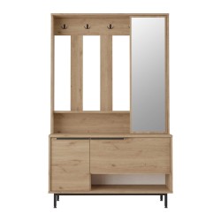 Halgarderobe Rebecca Mobili Giloy 178x112x33,5 Spaanplaat Glas Licht Eiken Donkergrijs Modern