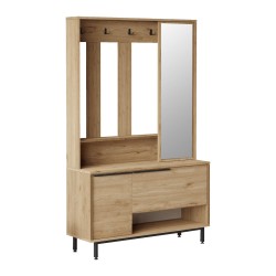 Halgarderobe Rebecca Mobili Giloy 178x112x33,5 Spaanplaat Glas Licht Eiken Donkergrijs Modern