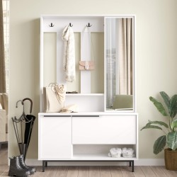 Halgarderobe Rebecca Mobili Mikan 178x112x33,5 Spaanplaat Glas Wit Donkergrijs Modern