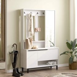 Halgarderobe Rebecca Mobili Mikan 178x112x33,5 Spaanplaat Glas Wit Donkergrijs Modern