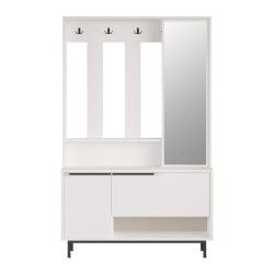 Halgarderobe Rebecca Mobili Mikan 178x112x33,5 Spaanplaat Glas Wit Donkergrijs Modern