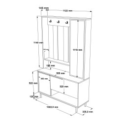 Guardaroba da Ingresso Rebecca Mobili Mikan 178x112x33,5 Truciolato Vetro Bianco Grigio Scuro Moderno