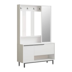 Guarda-roupa de entrada Rebecca Mobili Mikan 178x112x33,5 Aglomerado Vidro Branco Cinza Escuro Moderno