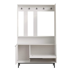 Guarda-roupa de entrada Rebecca Mobili Mikan 178x112x33,5 Aglomerado Vidro Branco Cinza Escuro Moderno