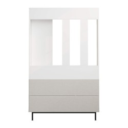 Guardaroba da Ingresso Rebecca Mobili Mikan 178x112x33,5 Truciolato Vetro Bianco Grigio Scuro Moderno