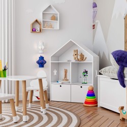 Rebecca Mobili Bibliothèque pour enfants Coffre à jouets en Bois Blanc 3 Etageres 2 Tiroirs Chambre d'enfant