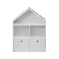 Rebecca Mobili Bibliothèque pour enfants Coffre à jouets en Bois Blanc 3 Etageres 2 Tiroirs Chambre d'enfant