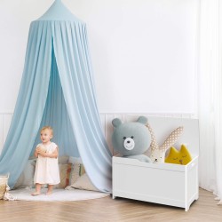 Rebecca Mobili Coffre de Rangement Banc avec Couvercle en bois pour Jouets Enfants Blanc