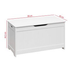 Rebecca Mobili Coffre de Rangement Banc avec Couvercle en bois pour Jouets Enfants Blanc