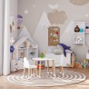 Rebecca Mobili Set Children Table and 2 Chairs White Wooden Baby Table and Playroom Games