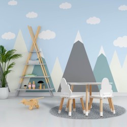 Rebecca Mobili Ensemble de Table et 2 Chaises pour Enfants en bois blanc Jeux de table