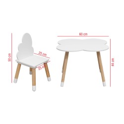 Rebecca Mobili Set Children Table and 2 Chairs White Wooden Baby Table and Playroom Games